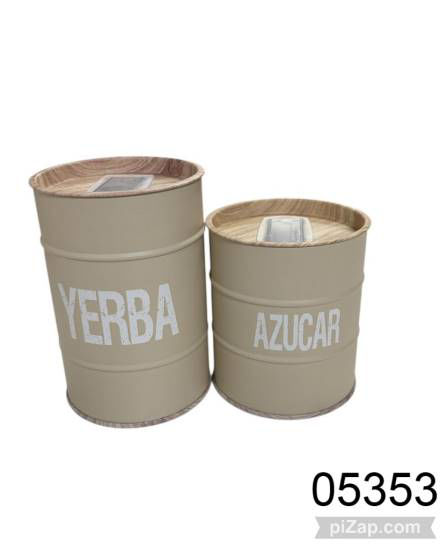 Imagen de SET DE LATAS YERBA/AZUCAR SIMIL MADERA 3.26 